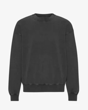 Suéter orgánico de cuello redondo oversize - Negro descolorido