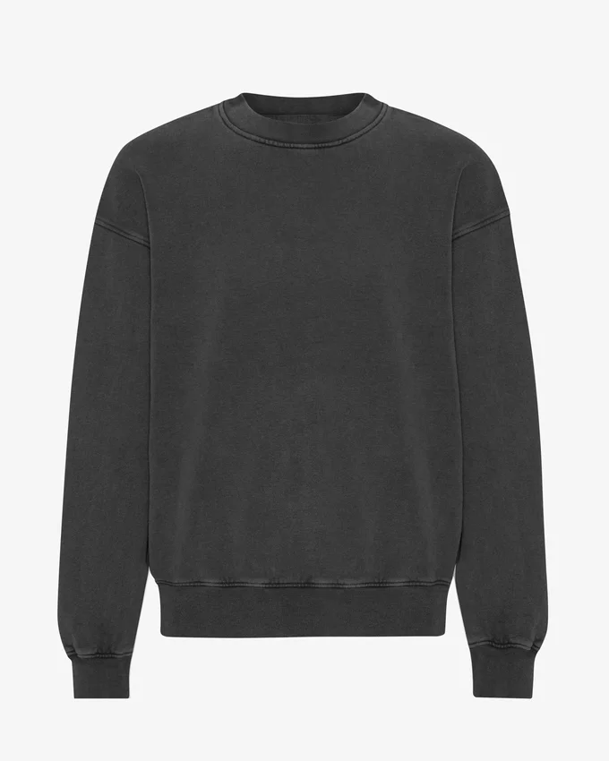 Suéter orgánico de cuello redondo oversize - Negro descolorido