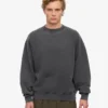Suéter orgánico de cuello redondo oversize - Negro descolorido