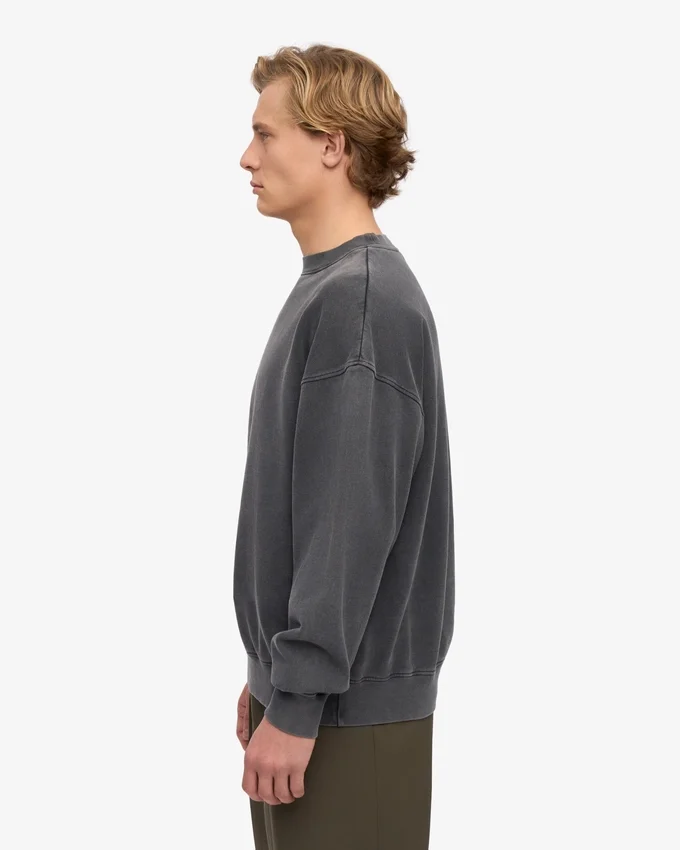 Suéter orgánico de cuello redondo oversize - Negro descolorido