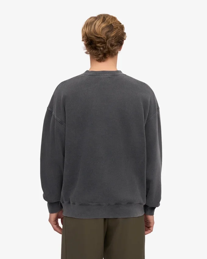Suéter orgánico de cuello redondo oversize - Negro descolorido