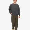 Suéter orgánico de cuello redondo oversize - Negro descolorido