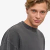 Suéter orgánico de cuello redondo oversize - Negro descolorido