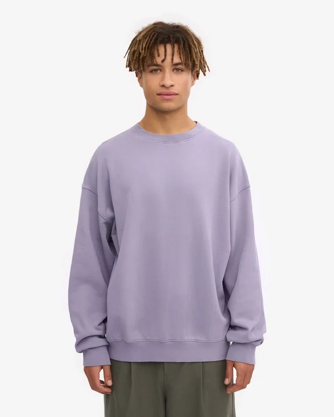 Suéter orgánico de cuello redondo oversize - púrpura jade