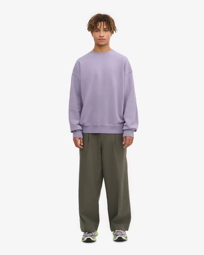 Suéter orgánico de cuello redondo oversize - púrpura jade