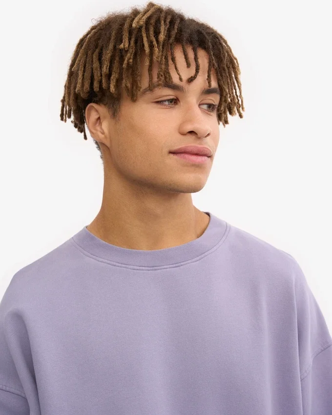 Suéter orgánico de cuello redondo oversize - púrpura jade