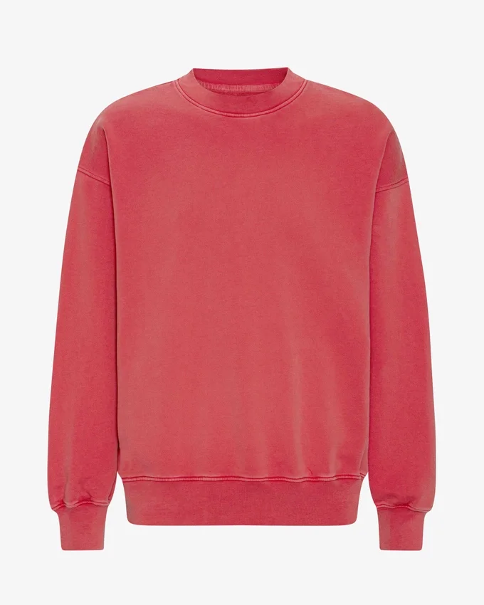 Suéter orgánico de cuello redondo oversize - Rojo deslavado
