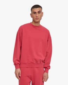 Suéter orgánico de cuello redondo oversize – Rojo deslavado