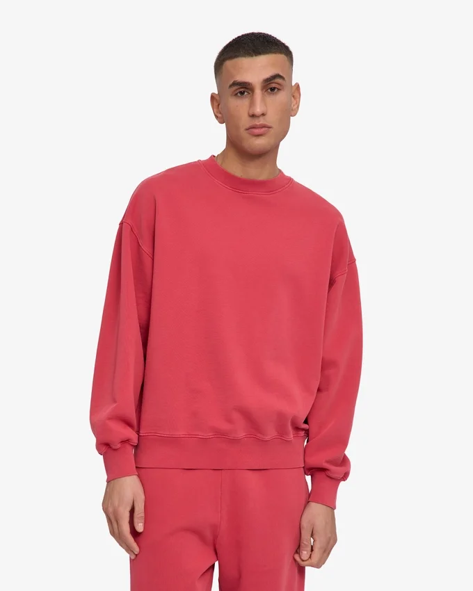 Suéter orgánico de cuello redondo oversize - Rojo deslavado