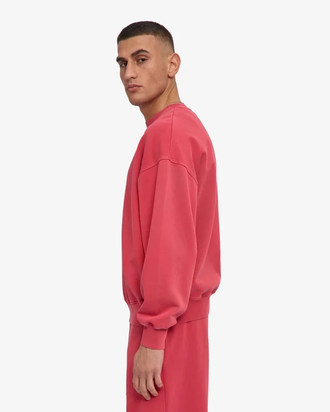 Suéter orgánico de cuello redondo oversize - Rojo deslavado
