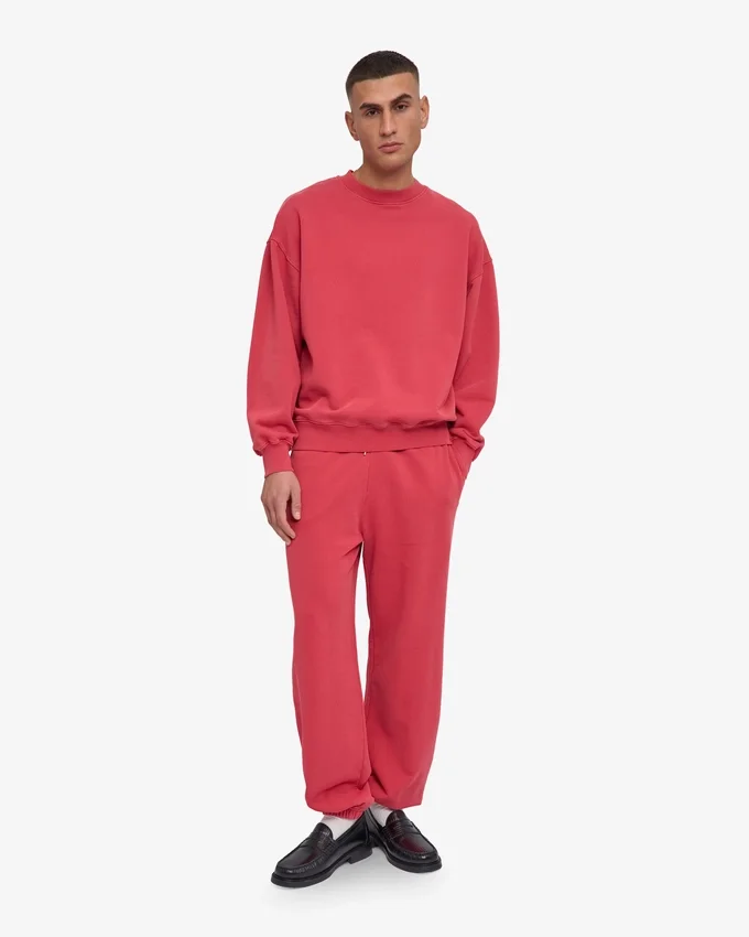 Suéter orgánico de cuello redondo oversize - Rojo deslavado