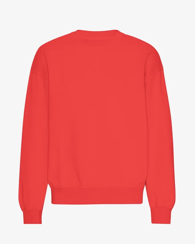 Suéter orgánico de cuello redondo oversize - Rojo mandarina