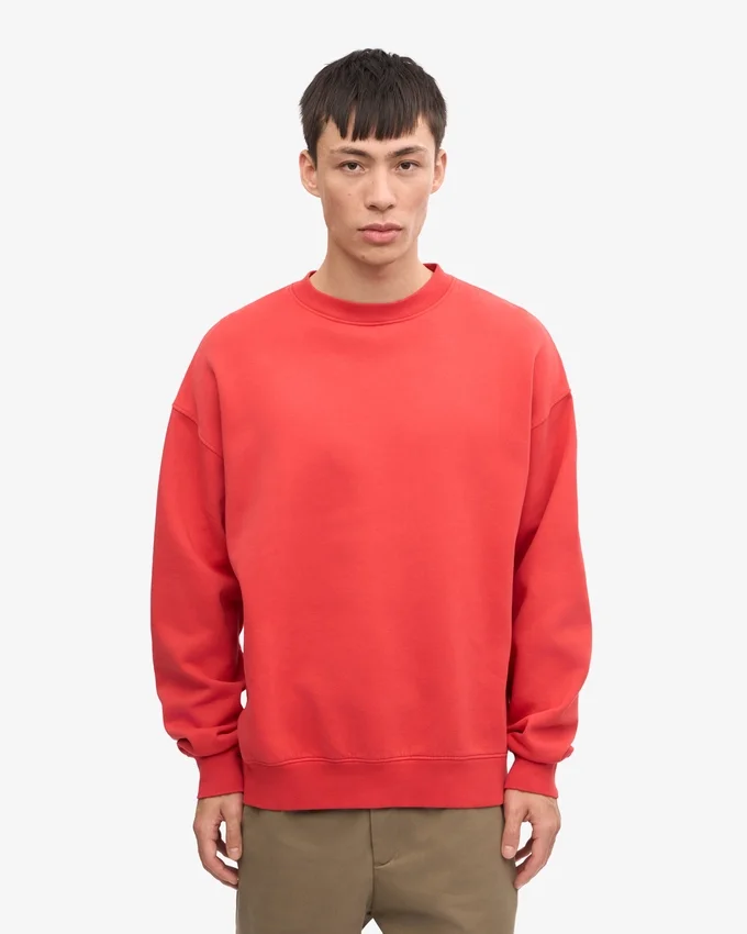 Suéter orgánico de cuello redondo oversize - Rojo mandarina