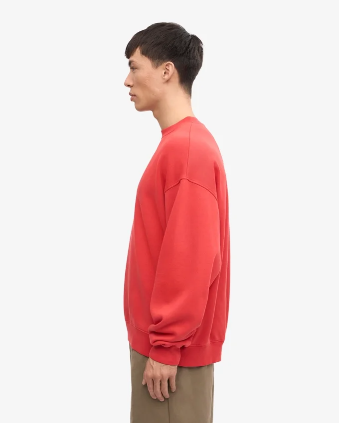 Suéter orgánico de cuello redondo oversize - Rojo mandarina