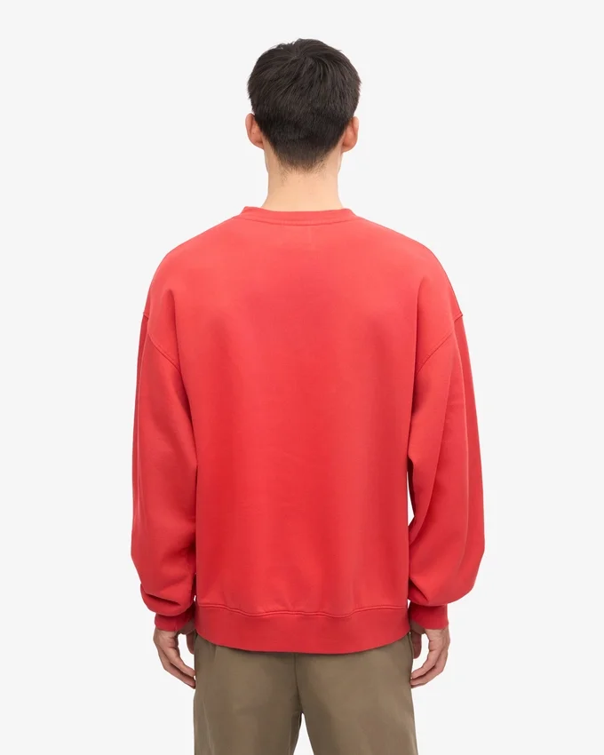 Suéter orgánico de cuello redondo oversize - Rojo mandarina
