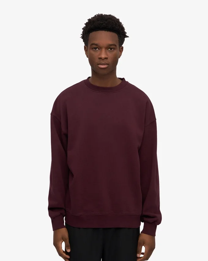 Suéter orgánico de cuello redondo oversize - Rojo sangre de buey