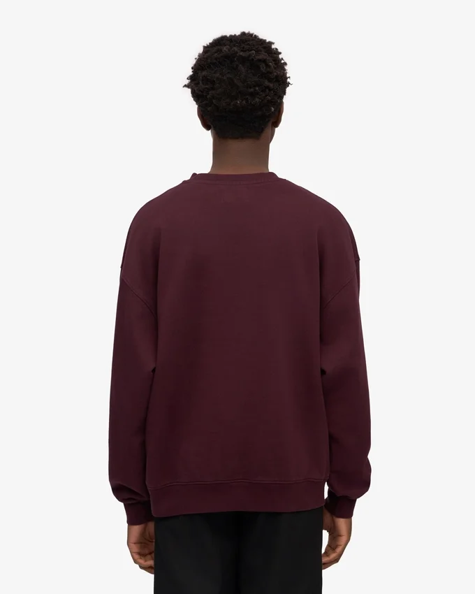 Suéter orgánico de cuello redondo oversize - Rojo sangre de buey
