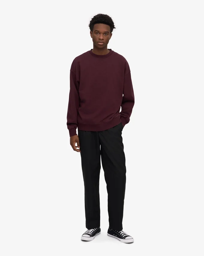 Suéter orgánico de cuello redondo oversize - Rojo sangre de buey