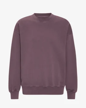 Suéter orgánico de cuello redondo oversize - Uva descolorida
