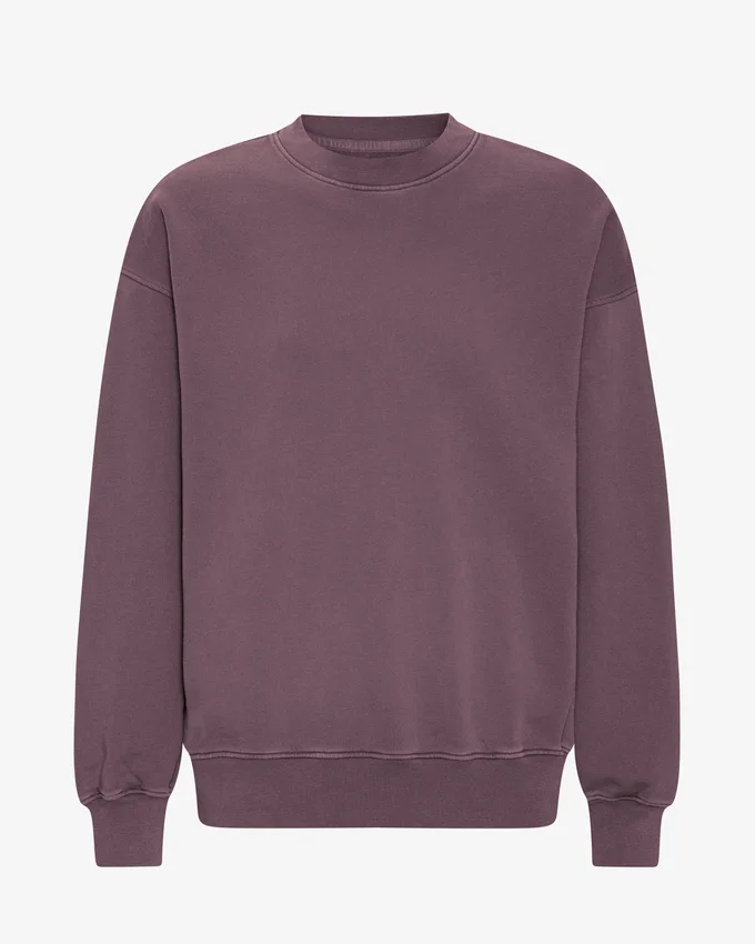 Suéter orgánico de cuello redondo oversize - Uva descolorida