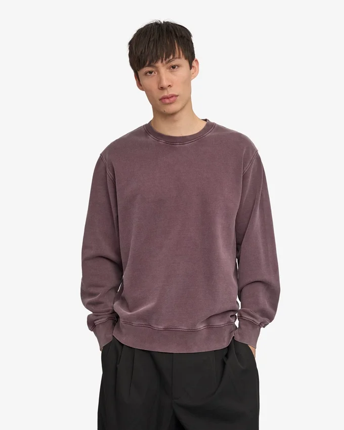 Suéter orgánico de cuello redondo oversize - Uva descolorida