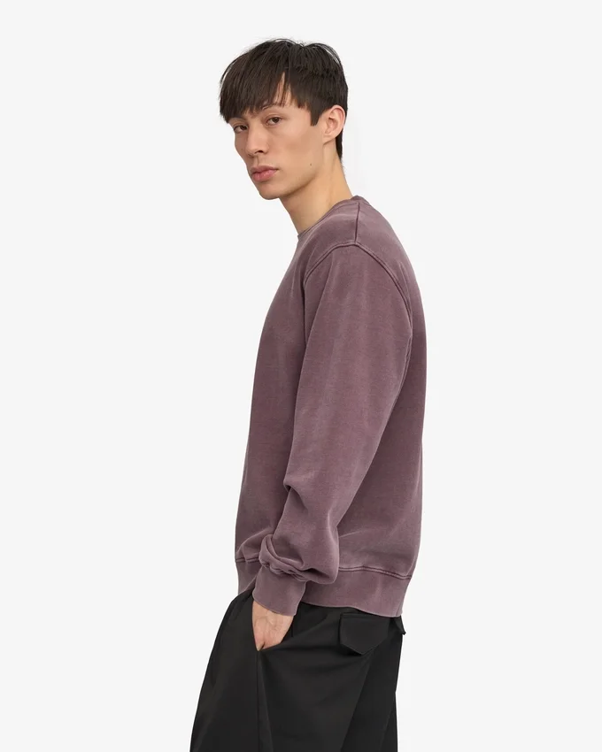 Suéter orgánico de cuello redondo oversize - Uva descolorida