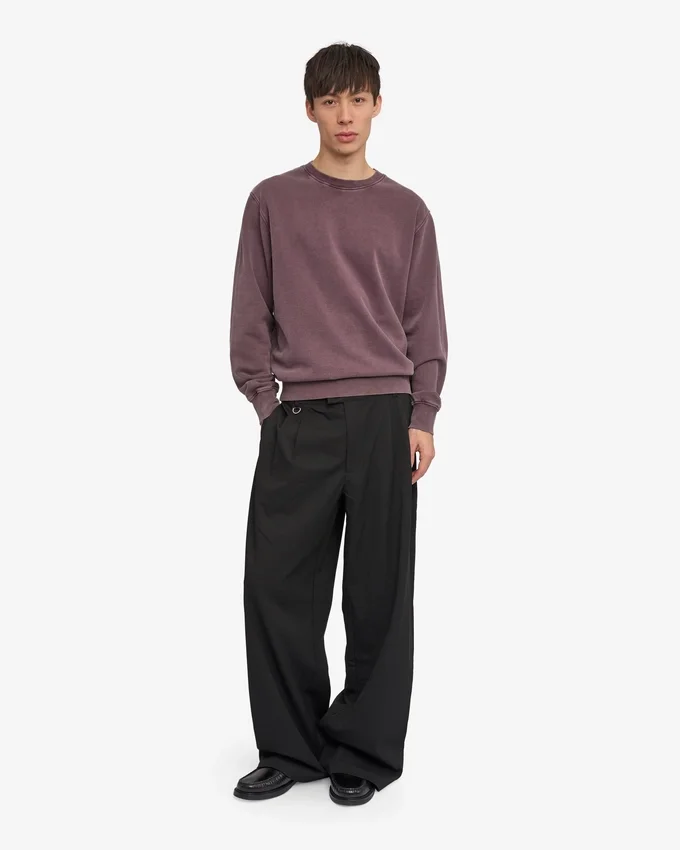 Suéter orgánico de cuello redondo oversize - Uva descolorida