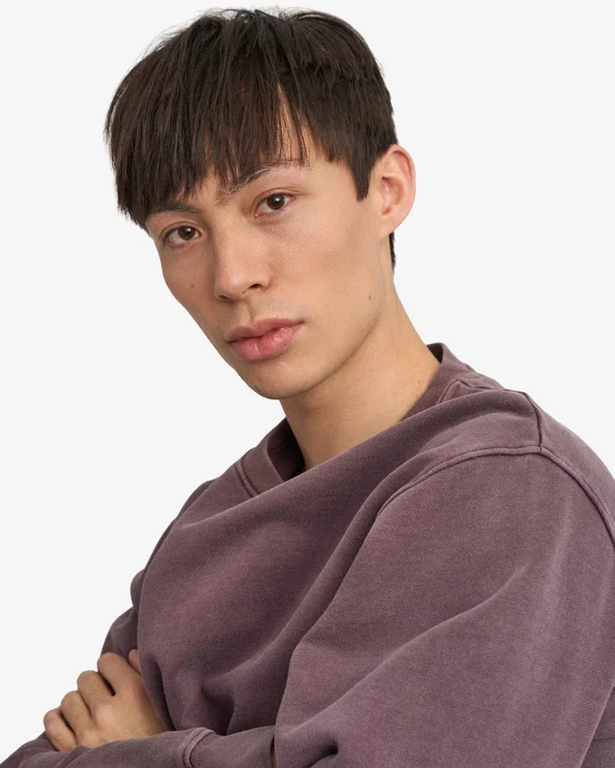 Suéter orgánico de cuello redondo oversize - Uva descolorida