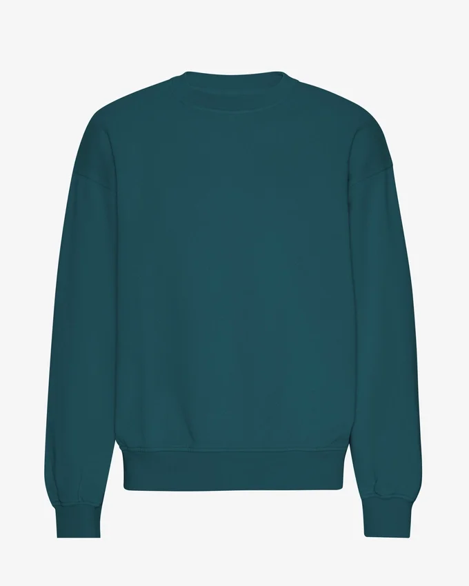 Suéter orgánico de cuello redondo oversize - Verde océano