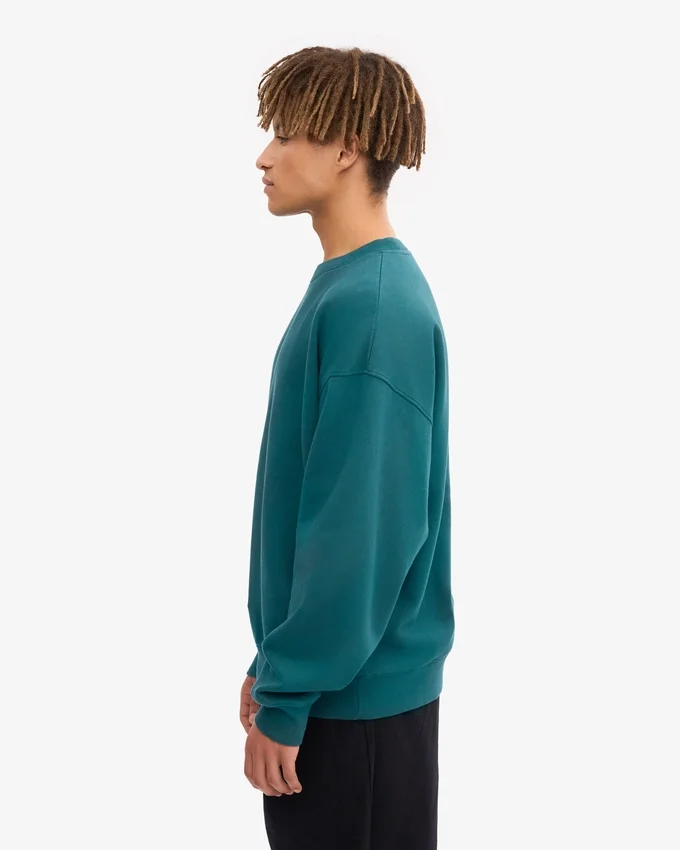 Suéter orgánico de cuello redondo oversize - Verde océano