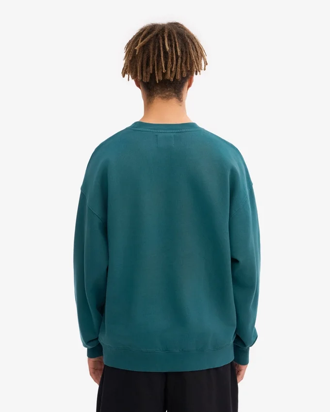 Suéter orgánico de cuello redondo oversize - Verde océano