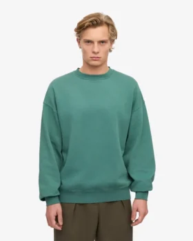 Suéter orgánico de cuello redondo oversize – Verde pino