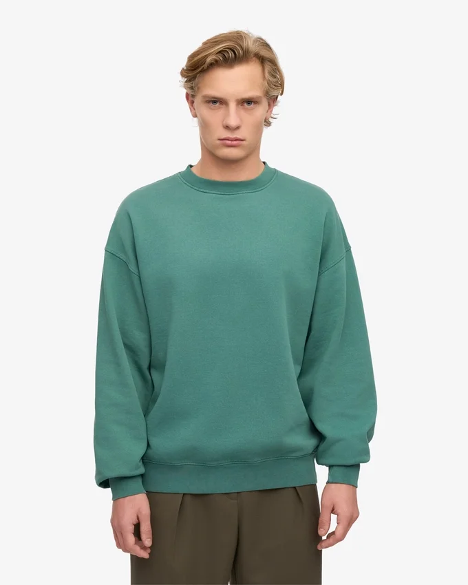 Suéter orgánico de cuello redondo oversize - Verde pino