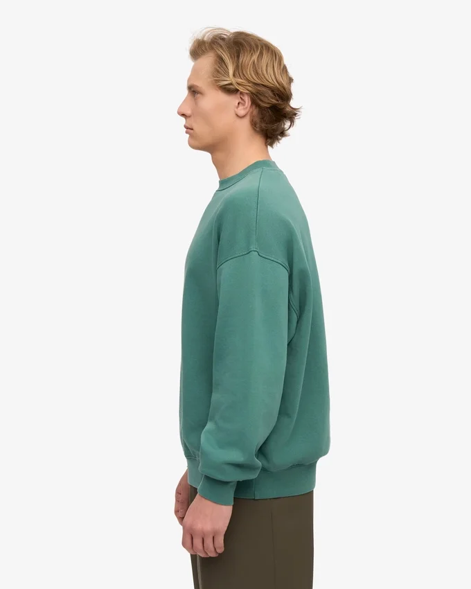 Suéter orgánico de cuello redondo oversize - Verde pino