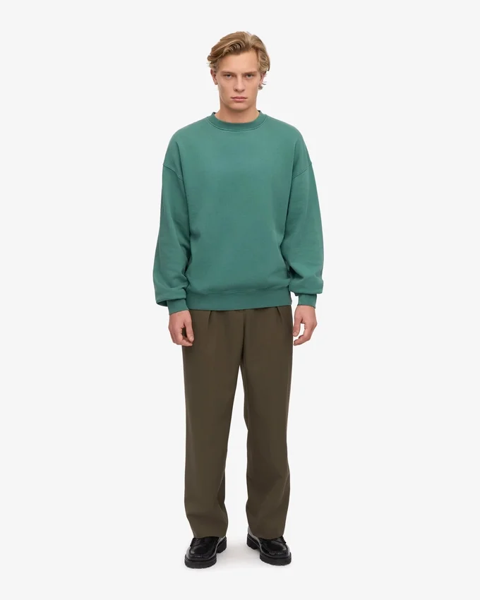 Suéter orgánico de cuello redondo oversize - Verde pino