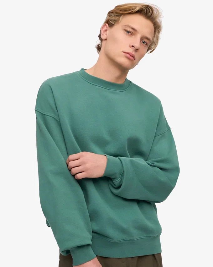 Suéter orgánico de cuello redondo oversize - Verde pino