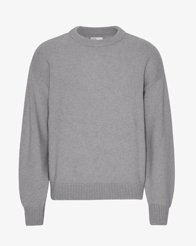 Suéter oversize de lana merino - Gris jaspeado