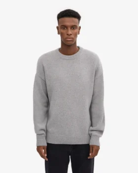 Suéter oversize de lana merino – Gris jaspeado