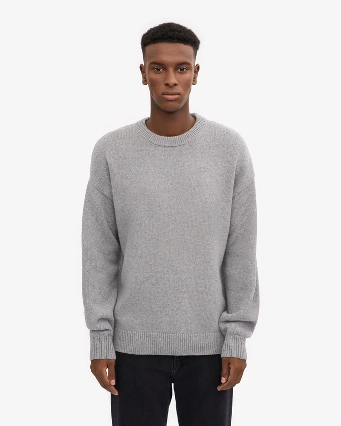 Suéter oversize de lana merino - Gris jaspeado