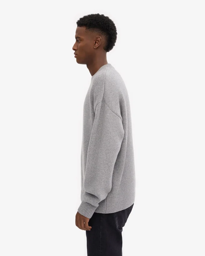 Suéter oversize de lana merino - Gris jaspeado