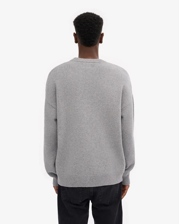 Suéter oversize de lana merino - Gris jaspeado