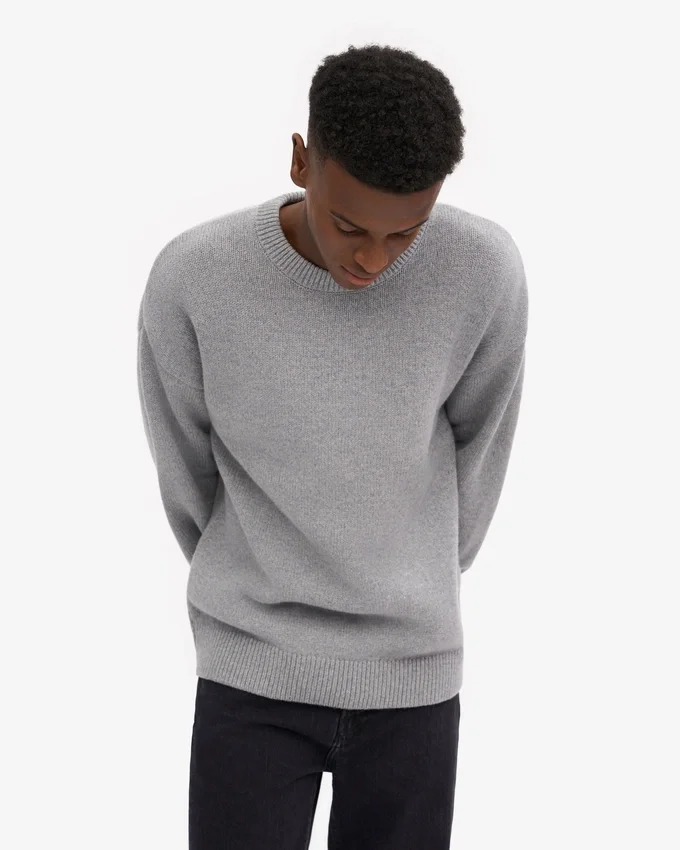 Suéter oversize de lana merino - Gris jaspeado