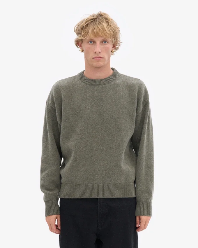 Suéter oversize de lana merino - Verde oliva apagado