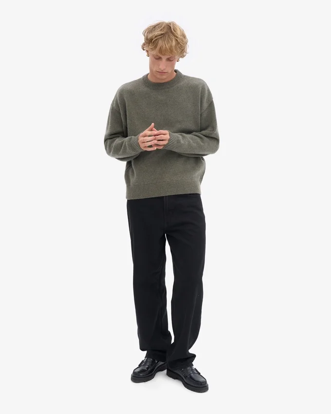 Suéter oversize de lana merino - Verde oliva apagado