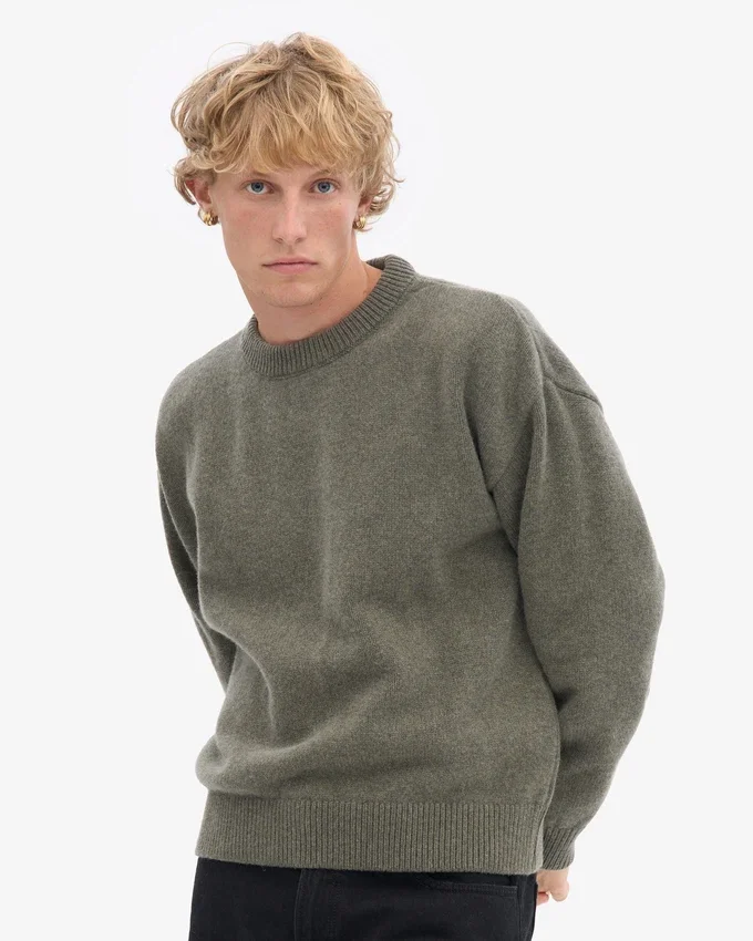 Suéter oversize de lana merino - Verde oliva apagado