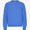 T-shirt de cuello redondo de lana merino oversize - Azul Pacífico