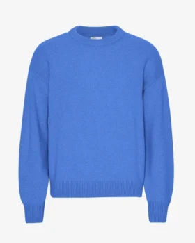 T-shirt de cuello redondo de lana merino oversize - Azul Pacífico