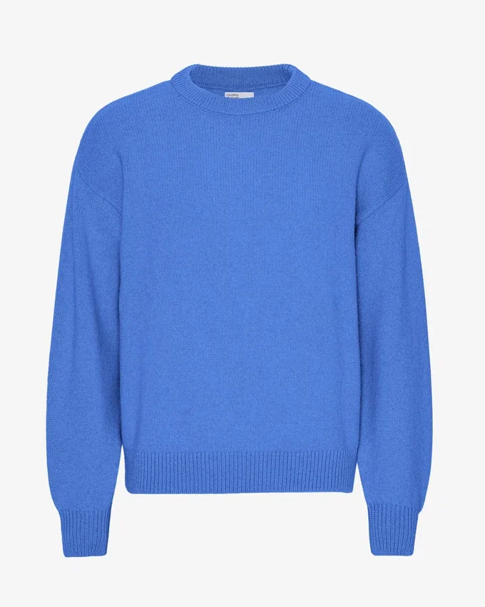 T-shirt de cuello redondo de lana merino oversize - Azul Pacífico