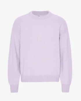 T-shirt de cuello redondo de lana merino oversize - Lavanda suave