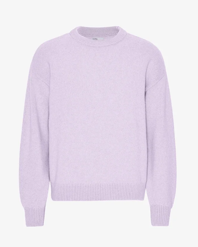 T-shirt de cuello redondo de lana merino oversize - Lavanda suave